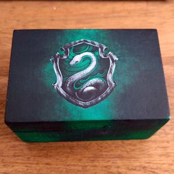 hp slytherin ring box. engagement or wedding proposal. valentine's gift. jewelry keepsake.