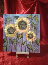 original art oil painting. art ukraine. sunflowers.