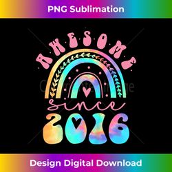 Kids Tie Dye Awesome Since 2016 Rainbow 7th Birthday 7 Year Old - Contemporary PNG Sublimation Design - Infuse Everyday with a Celebratory Spirit