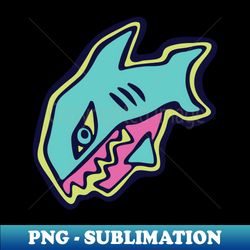 neon shark piranha illustration - modern sublimation png file - instantly transform your sublimation projects