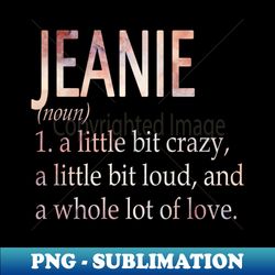 jeanie girl name definition - instant sublimation digital download - instantly transform your sublimation projects