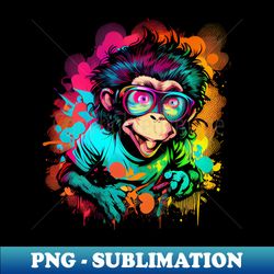 smiling monkey synthwave - unique sublimation png download - vibrant and eye-catching typography
