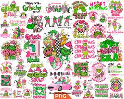 pink grinch christmas png pack, pink grinchmas mean guy png