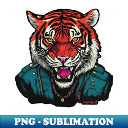 punk tiger - retro png sublimation digital download - revolutionize your designs