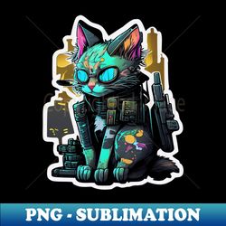 cyberpunk cat 1 - instant sublimation digital download - capture imagination with every detail