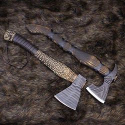 lot of 2_hand forged steel head hatchet camping survival outdoor hunting axe