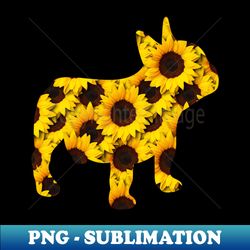 baby frenchie silhouette sunflowers - stylish sublimation digital download - unleash your creativity