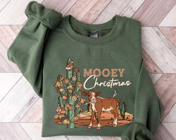 mooey christmas sweatshirt, christmas sweatshirt, cows sweatshirt, christmas cow shirt, christmas family shirt, western