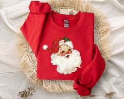 retro santa sweatshirt, vintage santa sweatshirt, retro christmas santa, holiday clothing women, christmas sweatshirt fo