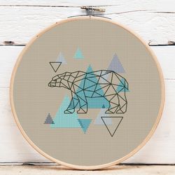 polar bear cross stitch pattern simple cross stitch animal for beginners counted cross stitch geometric design bear