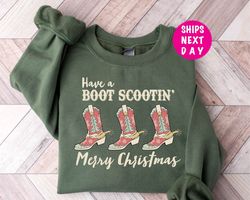 Western Christmas Sweatshirt, Have a Boot Scootin Merry Christmas Sweater, Cowgirl Christmas Hoody, Bucking Horse, Chris