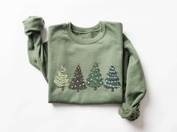 green tree christmas sweater, christmas sweater, christmas crewneck, christmas tree sweatshirt, holiday sweaters for wom