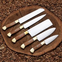 damascus steel 5 pcs chef set  gift for her birthday present anniversary gift christmas gift black friday sale