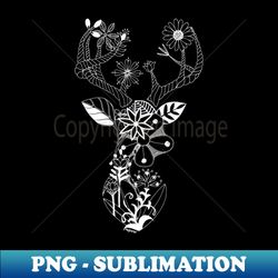 white flower deer - unique sublimation png download - stunning sublimation graphics