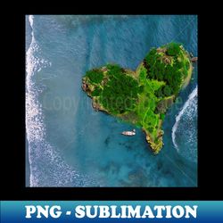 heart islands in blue ocean photography - high-quality png sublimation download - unlock vibrant sublimation designs