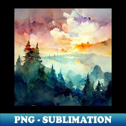 watercolor colorful landscape painting - instant png sublimation download - unleash your creativity