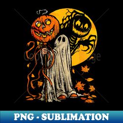 funny halloween pumpkin ghost costume autumn leaves cute - digital sublimation download file - enhance your apparel with stunning detail