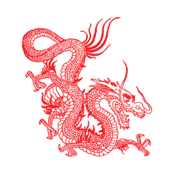 red chinese dragonpurple background