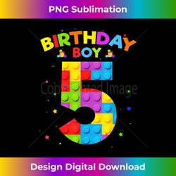 5 Years Old Birthday Boy 5th Birthday Building Blocks Bricks - Urban Sublimation PNG Design - Rapidly Innovate Your Artistic Vision