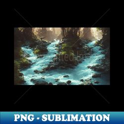 vintage mountain river landscape - png transparent sublimation design - perfect for personalization