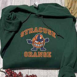 ncaa embroidered sweatshirt, syracuse orange embroidered crewneck, inspired embroidered sport hoodie, unisex tshirt
