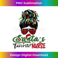 Santas Favorite Nurse Messy Bun Buffalo Christmas Lights - Deluxe PNG Sublimation Download - Chic, Bold, and Uncompromising