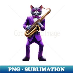 a cool cat sax player - trendy sublimation digital download - add a festive touch to every day