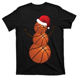 christmas basketball snowman t-shirt