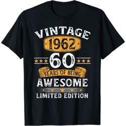 vintage 1962 60 year old gifts 60th birthday gifts for men t-shirt