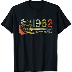 60th birthday gifts for men women guitar lover born in 1962 t-shirt