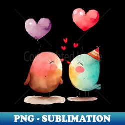 love birds with heart balloons watercolor design - signature sublimation png file - unleash your inner rebellion