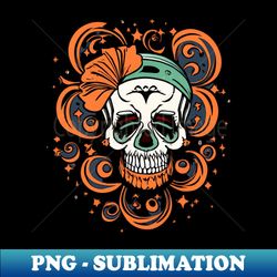 fun skull with bandana and flower - premium sublimation digital download - bold & eye-catching