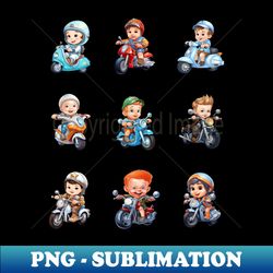 babies riding motorcycles - retro png sublimation digital download - stunning sublimation graphics
