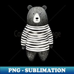 black and white bear - instant png sublimation download - bold & eye-catching