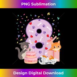 kids 8th birthday girl cute cat outfit 8 years old bday party - sophisticated png sublimation file - pioneer new aesthetic frontiers
