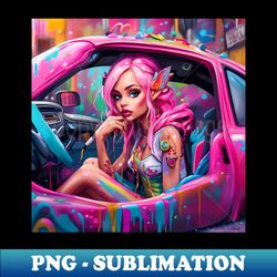 fairy barbie sitting in her car - elegant sublimation png download - revolutionize your designs