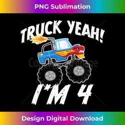 kids truck yeah i'm 4 birthday four year old boy - bohemian sublimation digital download - lively and captivating visuals