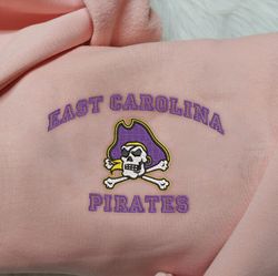 ncaa embroidered sweatshirt, east carolina pirate embroidered crewneck, inspired embroidered sport hoodie, unisex tshirt