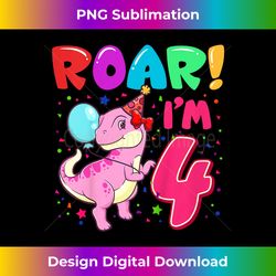 Kids Dinosaur Girl Roar Im 4 Year Old 4th Birthday Party - Bespoke Sublimation Digital File - Immerse in Creativity with Every Design
