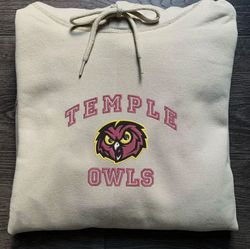 ncaa embroidered sweatshirt, temple owls embroidered crewneck, inspired embroidered sport hoodie, unisex tshirt