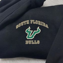 ncaa embroidered sweatshirt, south florida bulls embroidered crewneck, inspired embroidered sport hoodie, unisex tshirt