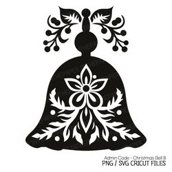 christmas bell black silhouette  svg | vine leaf png decor festive x-mas cute kawaii unique symbol clip art design