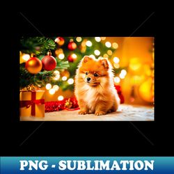 Cute Pomeranian Puppy Dog at Christmas - Instant PNG Sublimation Download - Perfect for Sublimation Art