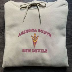 ncaa embroidered sweatshirt, arizona state sun devils embroidered crewneck, inspired embroidered sport hoodie