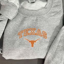 ncaa embroidered sweatshirt, texas longhorns embroidered crewneck, inspired embroidered sport hoodie, unisex