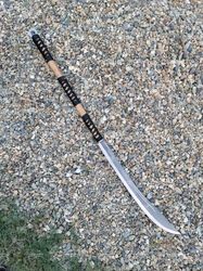 handmade blackened carbon steel pudao da dao japanese style pole arm