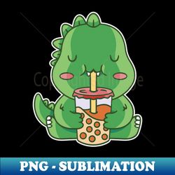 baby-dinosaur-drinking-tea - decorative sublimation png file - revolutionize your designs