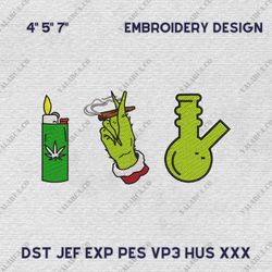 christmas greench marijuana embroidery machine design, smoke that weed embroidery file, instant download