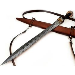 new custom handmade roman gladiolus damascus steel double edge sword