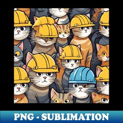 adorable cats wearing hard hats - signature sublimation png file - vibrant and eye-catching typography
